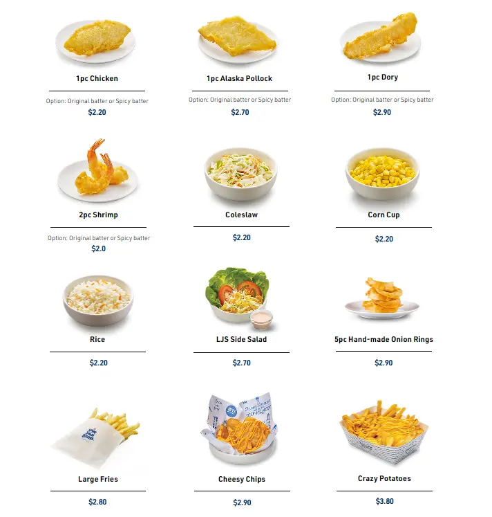 LONG JOHN SILVER SIDES A LA CARTE MENU PRICES