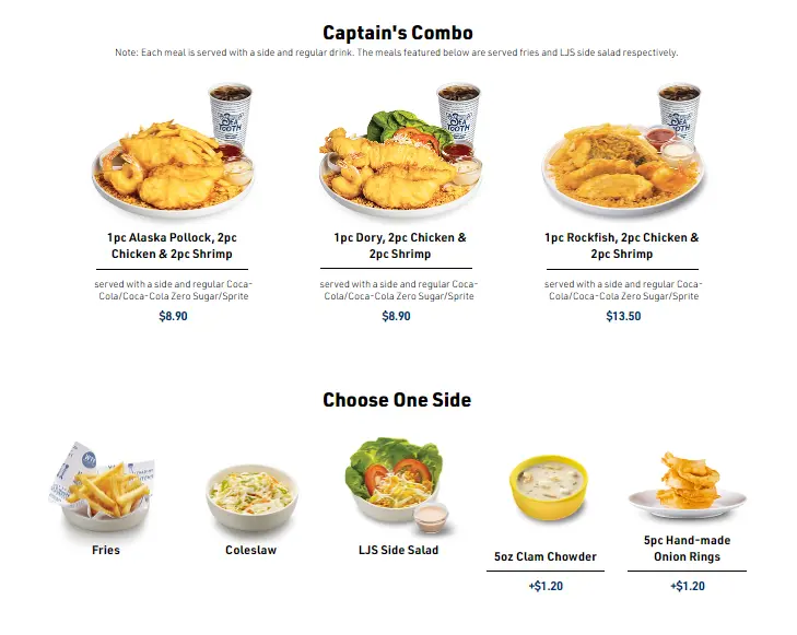 LONG JOHN SILVERS CAPTAINS COMBOS PRICES