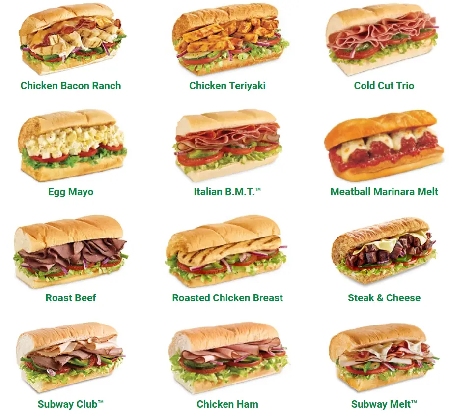 SUBWAY MENU