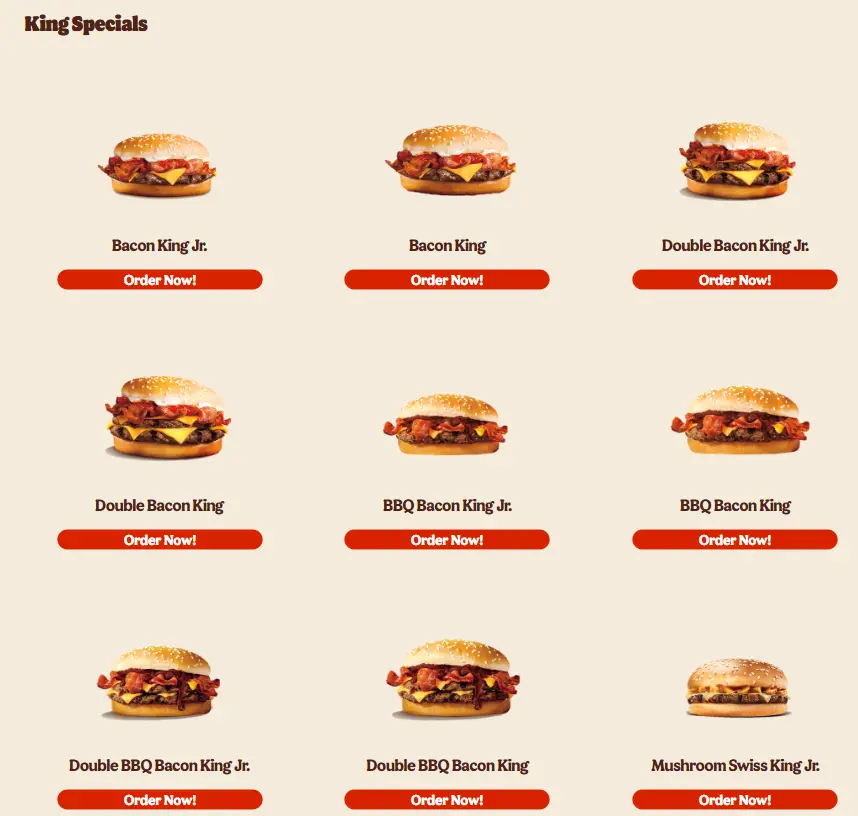 BURGER KING MENU KING SPECIALS