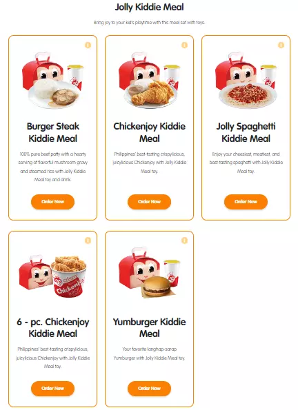 JOLLIBEE JOLLY KIDDIE MEAL MENU