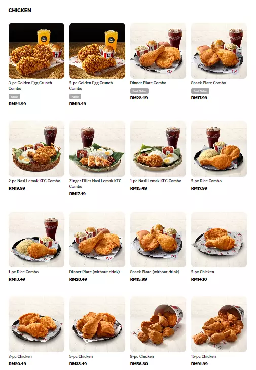 KFC MENU CHICKEN COMBO