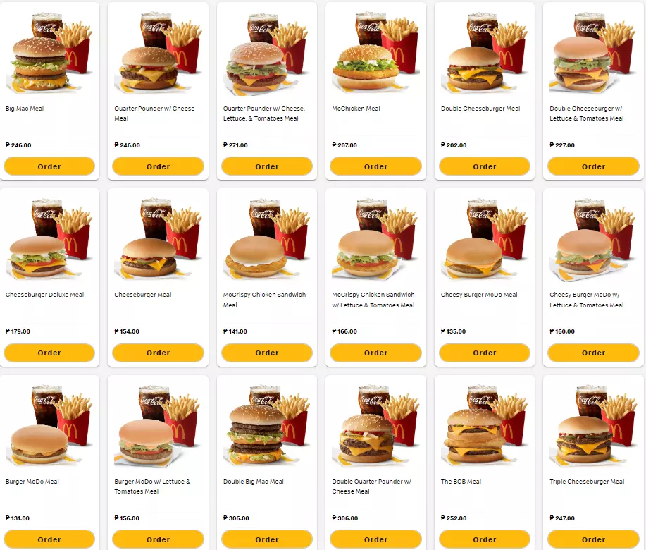 MCDO MENU BURGERS