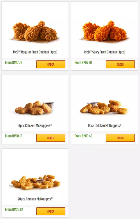 MCDONALD’S AYAM GORENG NUGGETS PRICES