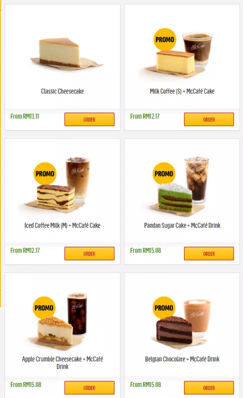 MCDONALD’S MCCAFE CAKES PRICES