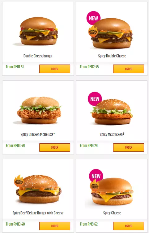 MCDONALD’S MENU BURGERS