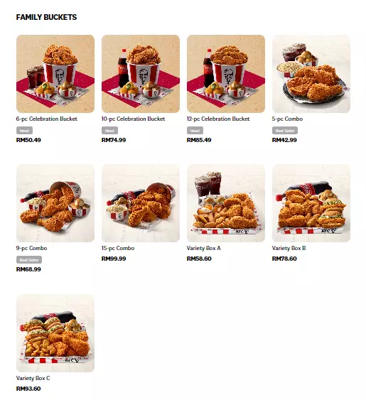 MENU KFC FAMILY BUCKETS