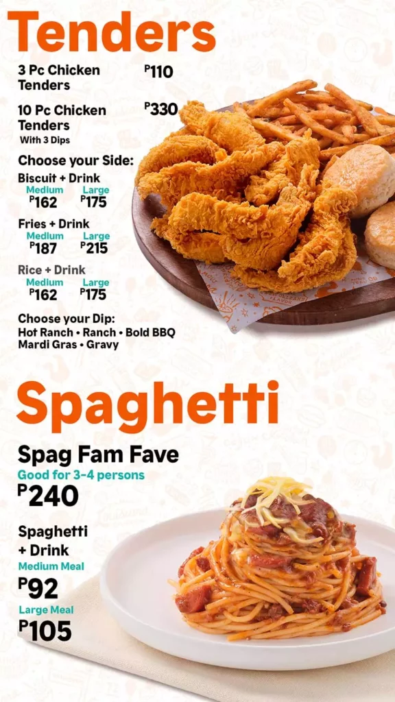 POPEYES SPAGHETTI MENU