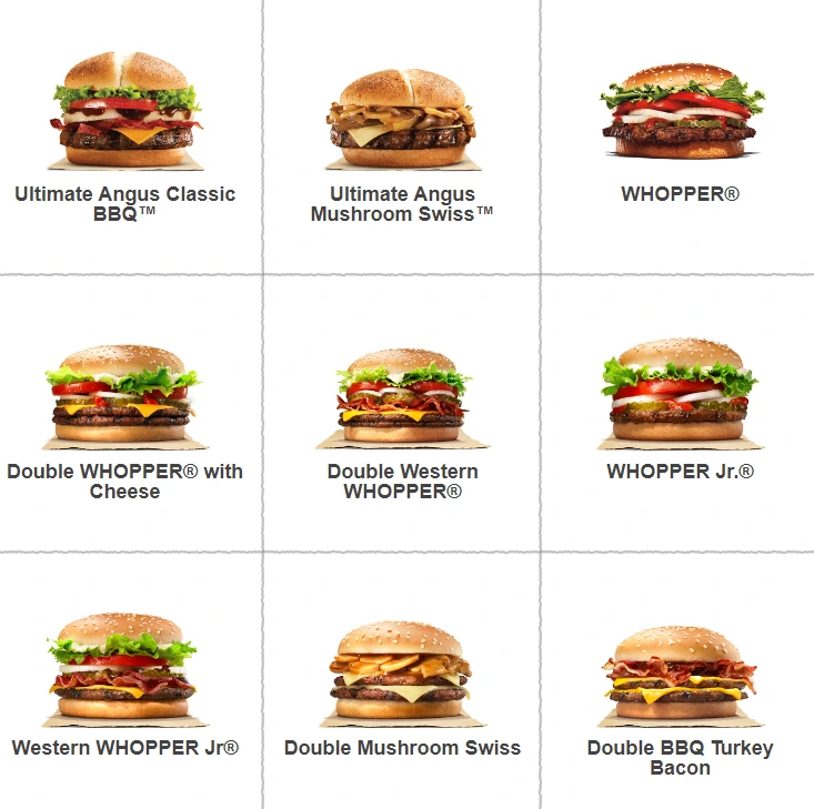 BURGER KING MENU