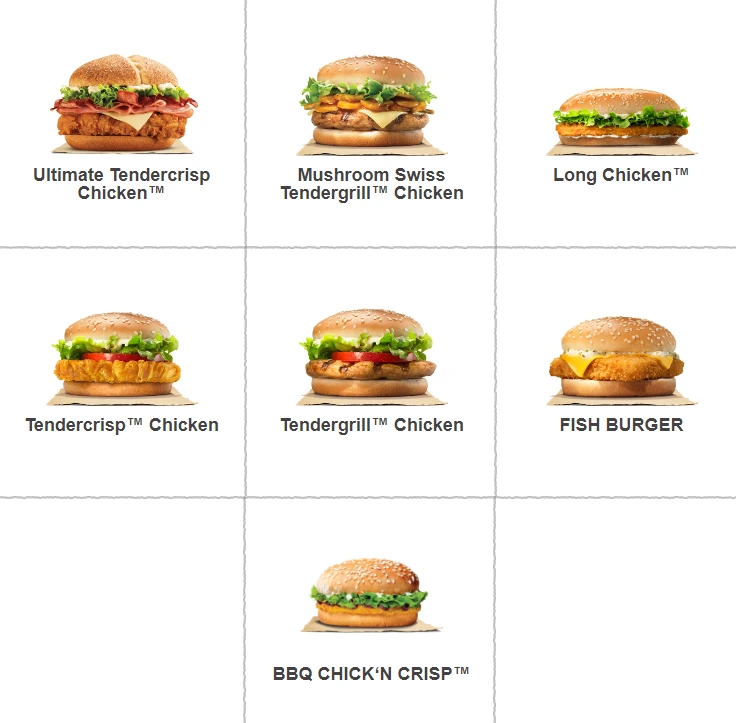 BURGER KING CHICKEN FISH BURGERS MENU PRICES