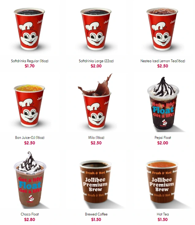 JOLLIBEE DRINKS MENU PRICES