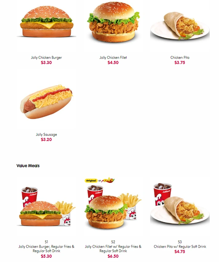 JOLLIBEE SANDWICHES MENU PRICES