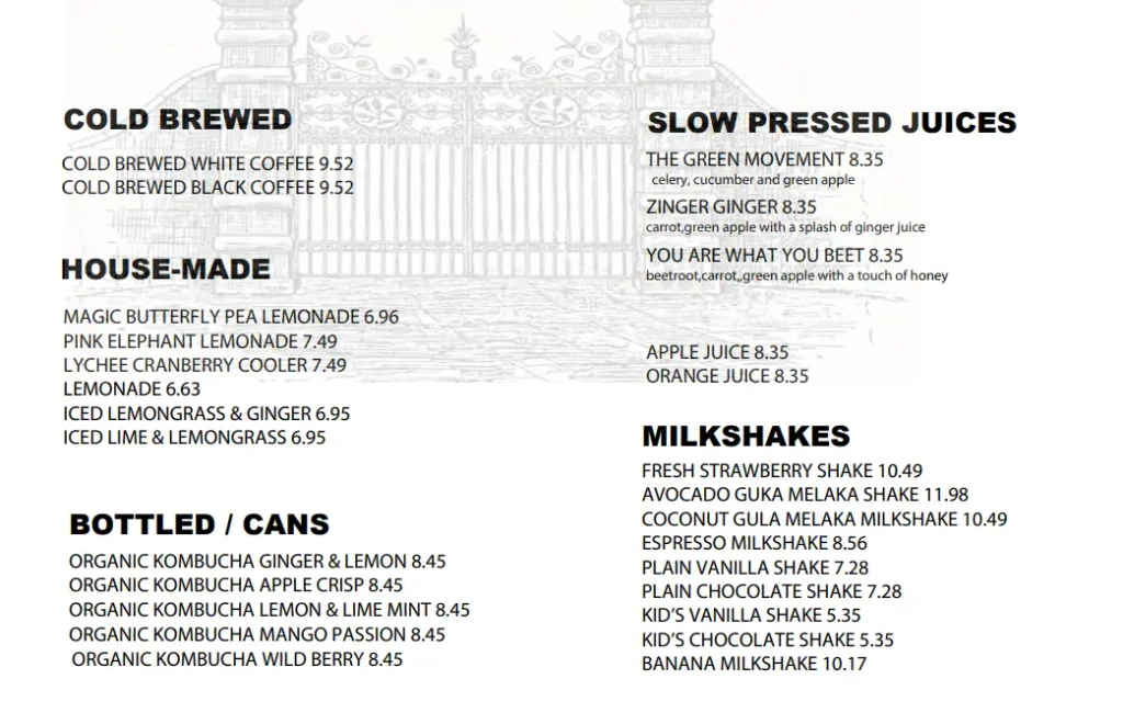 RELISH BEVERAGES MENU PRICES