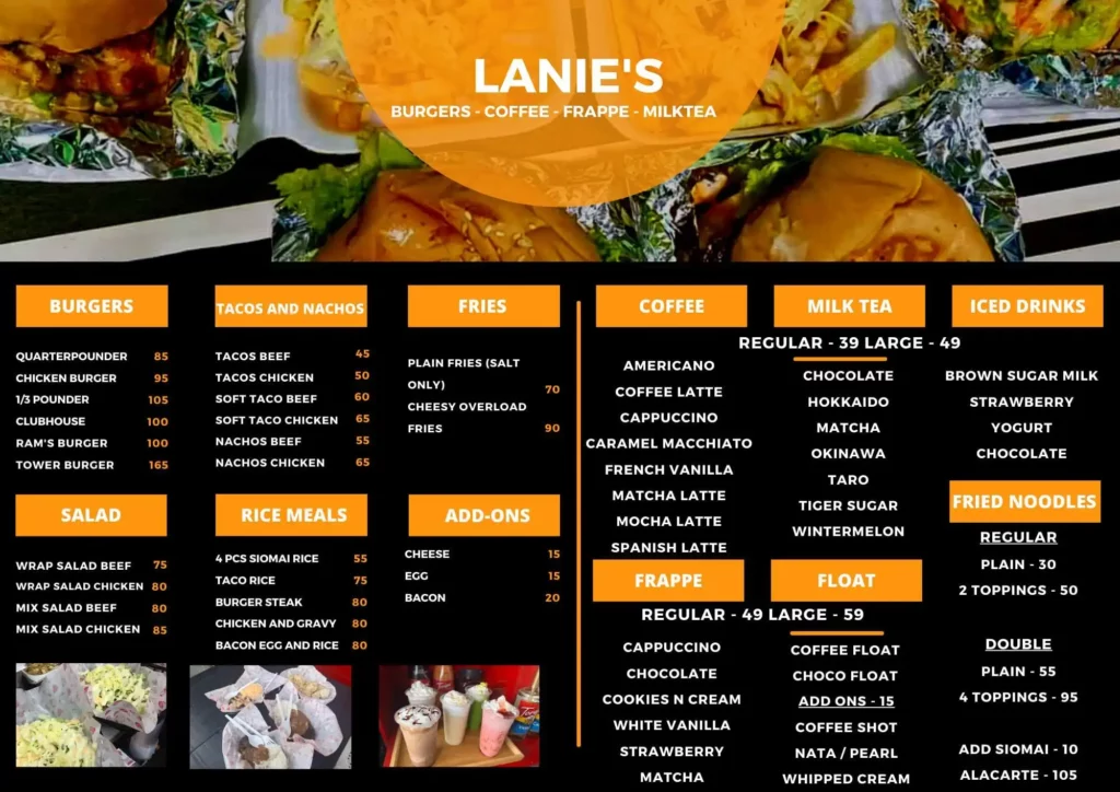 Lanie’s Burger Menu