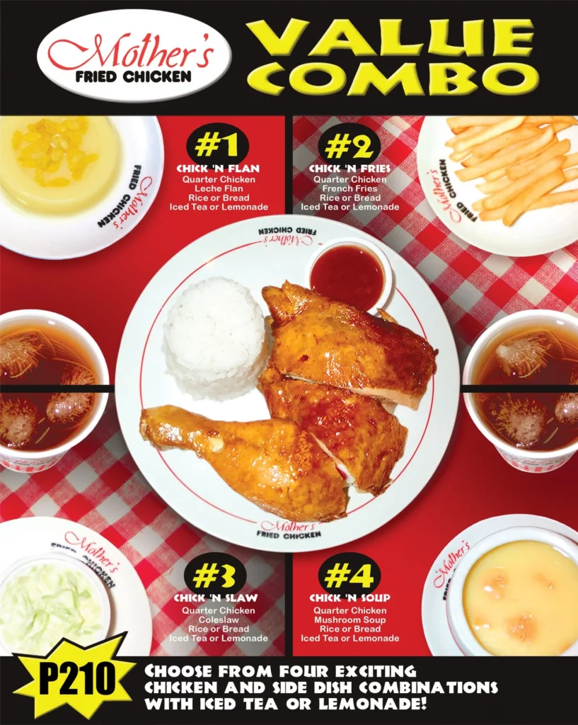 MOTHER’S FRIED CHICKEN COMBOS MENU PRICES