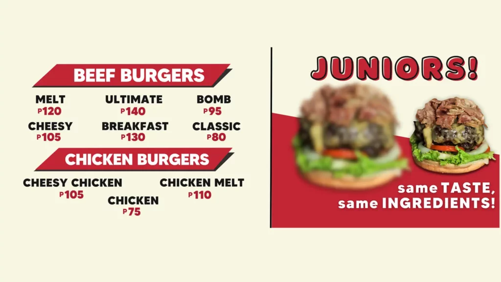 THE WEEKEND BURGER MENU